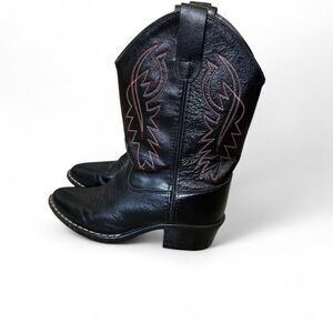 Old West 8110 Kids Cowboy Boots Size 2 D Black Leather Western J Toe